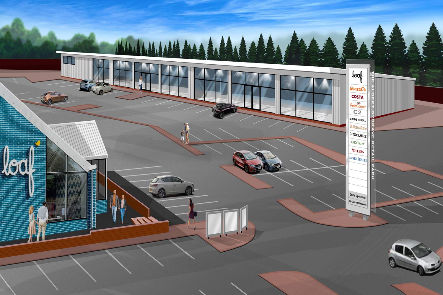 aeriel artist impression of a new commercial property development